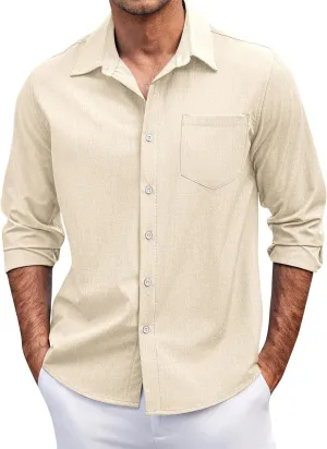 Mens Long Sleeve Button Down Shirts Casual Simple Solid Tops for Men Funny Print Party Dress Shirt Holiday Outfits