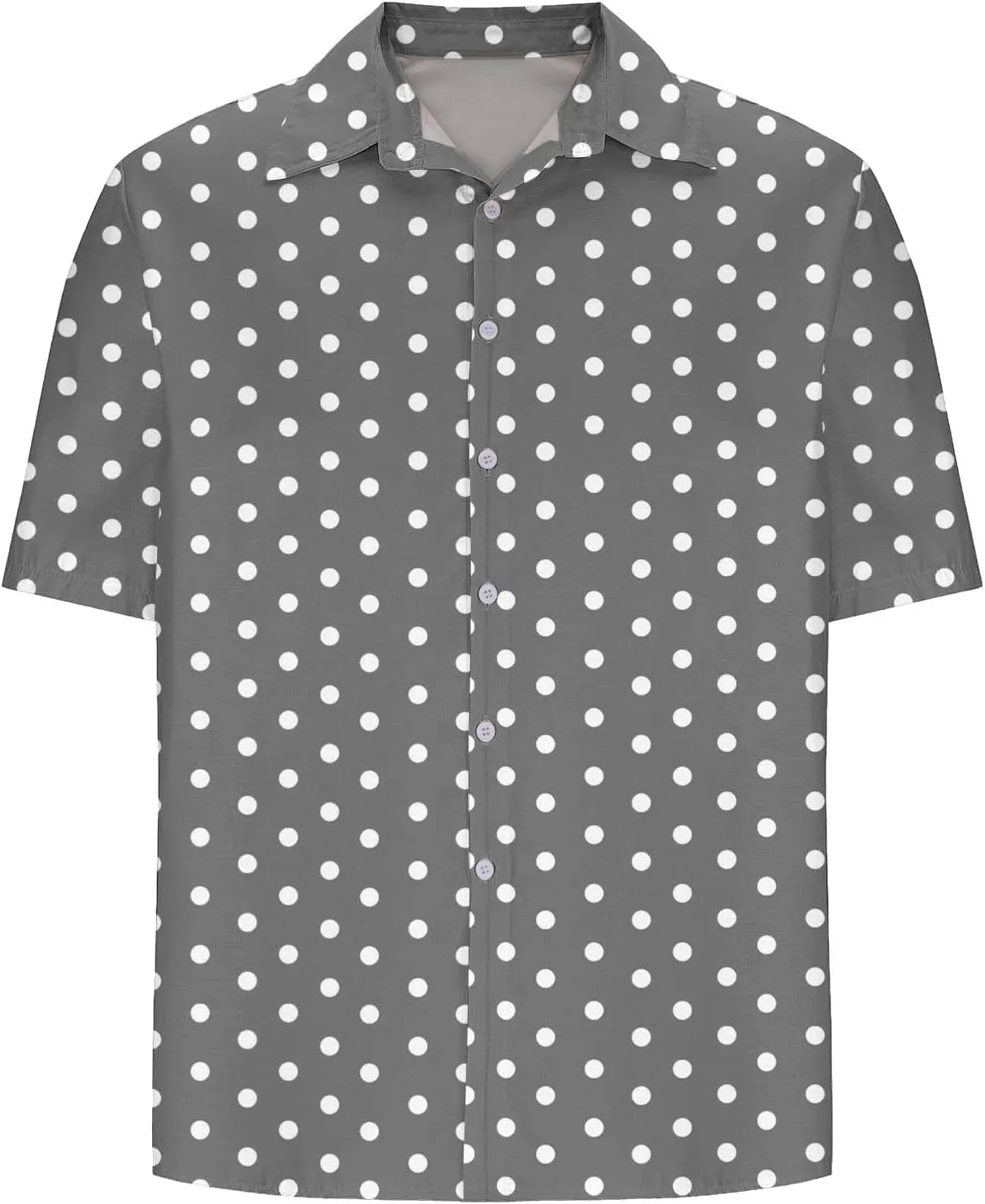 Men's Polka Dot Button Down Shirts, Fashion Loose Lapel Short Sleeve Tops Summer Going Out Casual Tees
