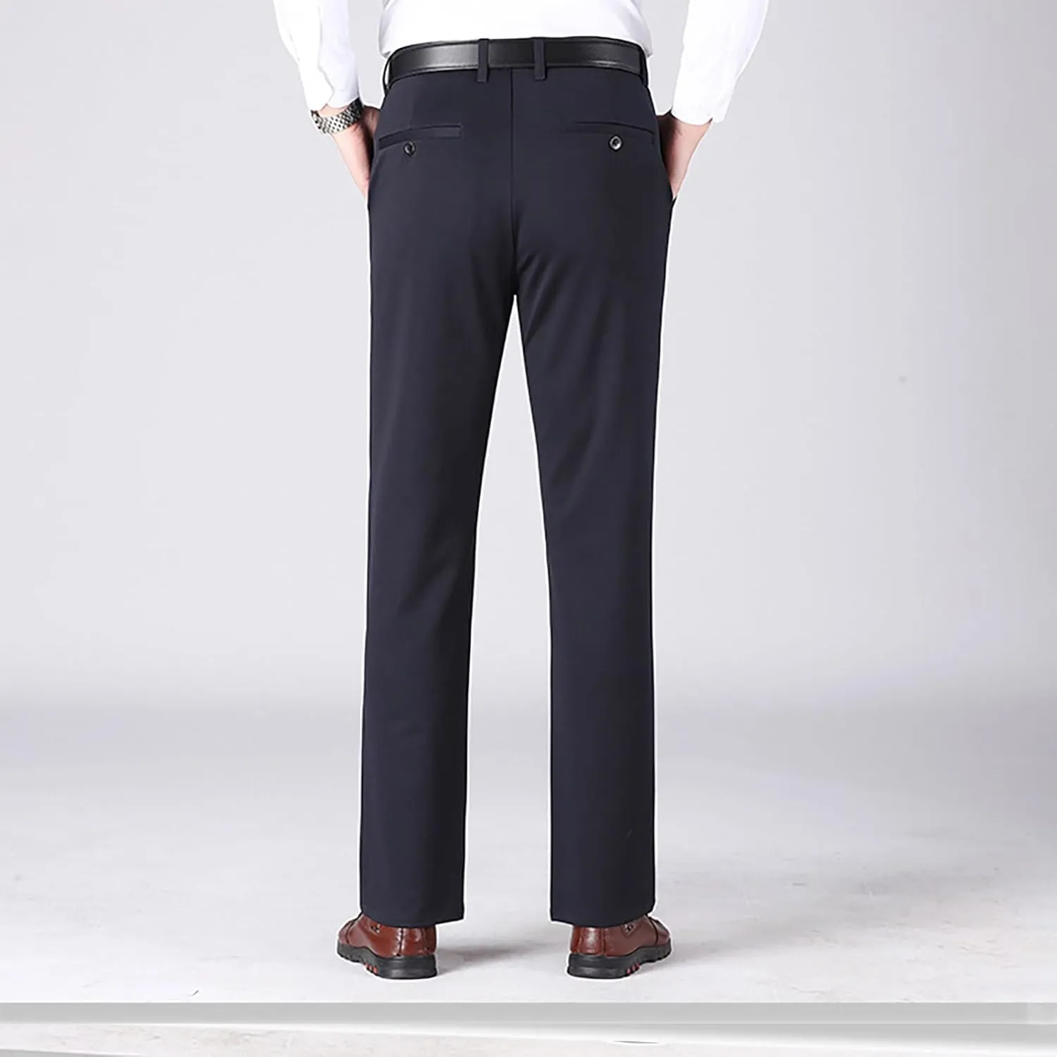 Men's Slim-Fit Flat-Front Dress Pant Stretch Business Casual Chinos Suit Pants for Men Tapered Trousers with Pockets
