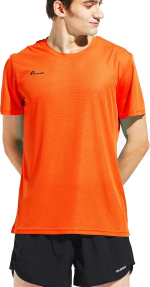 Men's Ultra Lightweight Running Shirts, Dry Fit Marathon Top Tee, Cool Short Sleeve Athletic T-Shirts