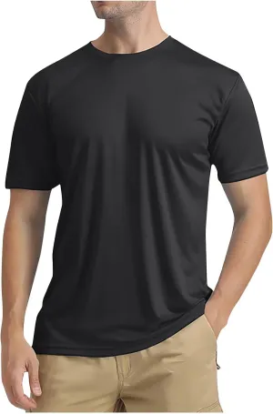 Men's UPF 50  Sun Protection Fishing Shirt Short Sleeve Quick Dry Rash Guard Swim Shirts Performance Hiking T-Shirt