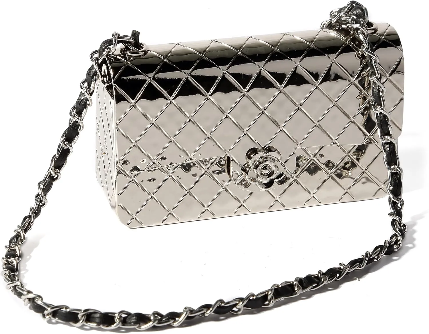 mini metal chain link clutch pattern metal evening clutch silver purse for women