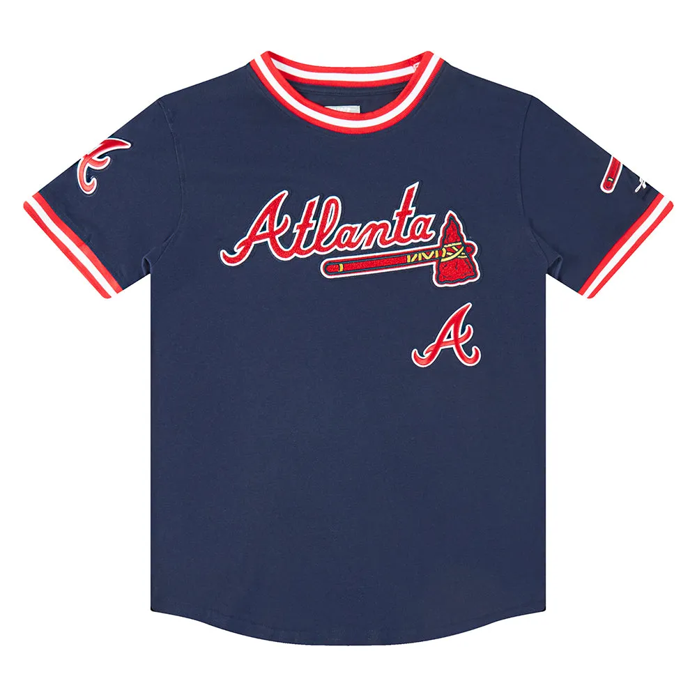 MLB ATLANTA BRAVES CLASSIC BIG BOYS SHORT SLEEVE STRIPED RIB TOP (MIDNIGHT NAVY/RED)