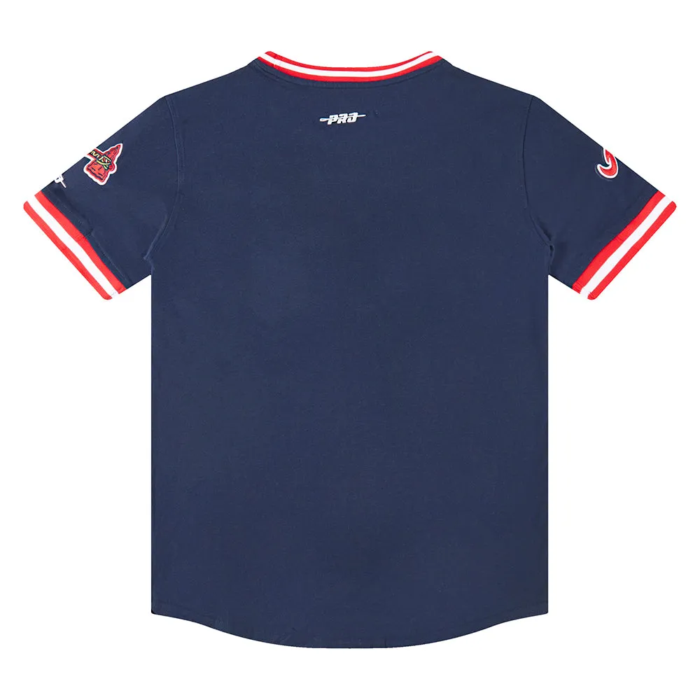 MLB ATLANTA BRAVES CLASSIC BIG BOYS SHORT SLEEVE STRIPED RIB TOP (MIDNIGHT NAVY/RED)