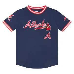 MLB ATLANTA BRAVES CLASSIC BIG BOYS SHORT SLEEVE STRIPED RIB TOP (MIDNIGHT NAVY/RED)