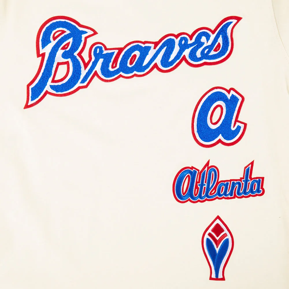 MLB ATLANTA BRAVES RETRO CLASSIC BIG BOYS SHORT SLEEVE STRIPED RIB TOP (EGGSHELL/ RED)