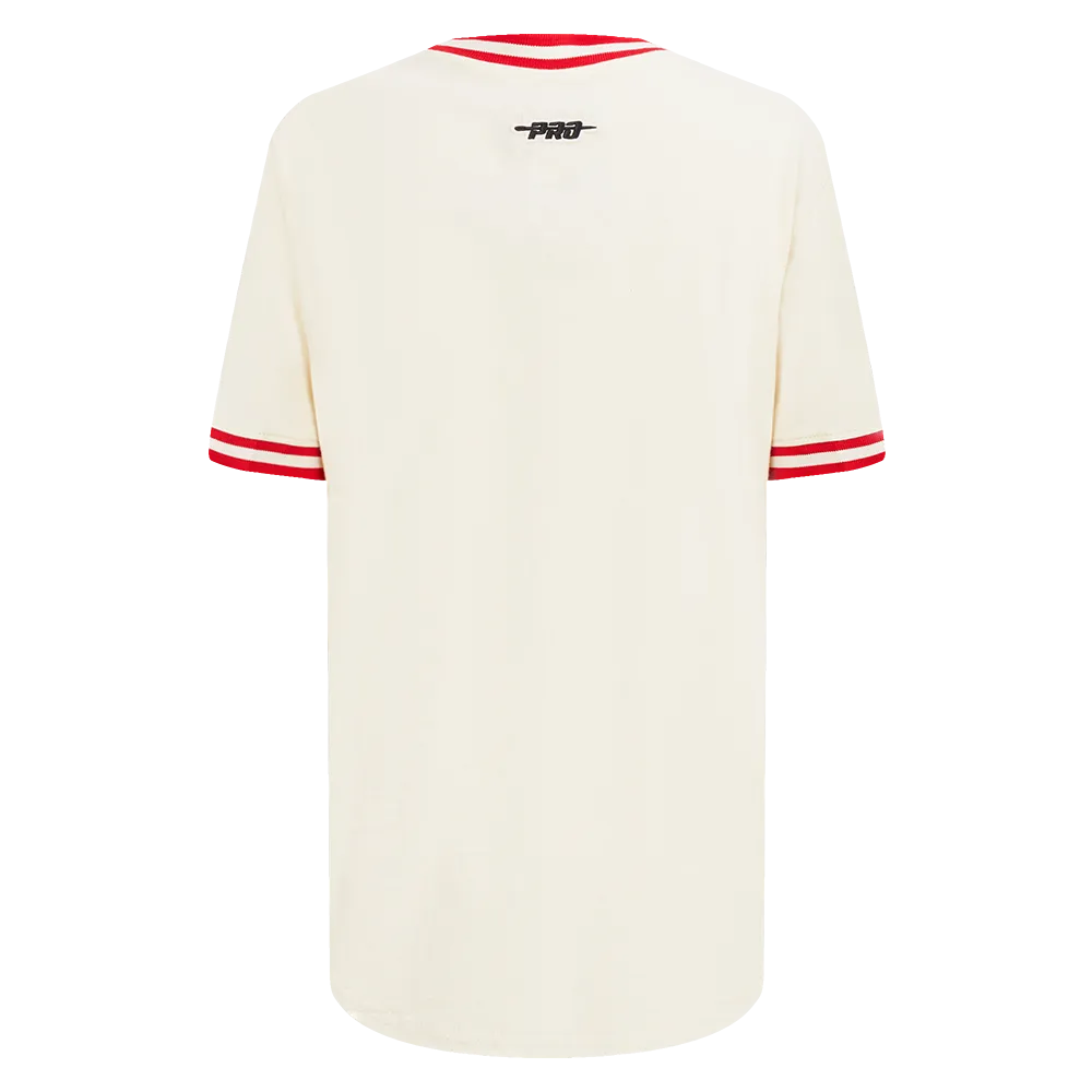 MLB ATLANTA BRAVES RETRO CLASSIC BIG BOYS SHORT SLEEVE STRIPED RIB TOP (EGGSHELL/ RED)