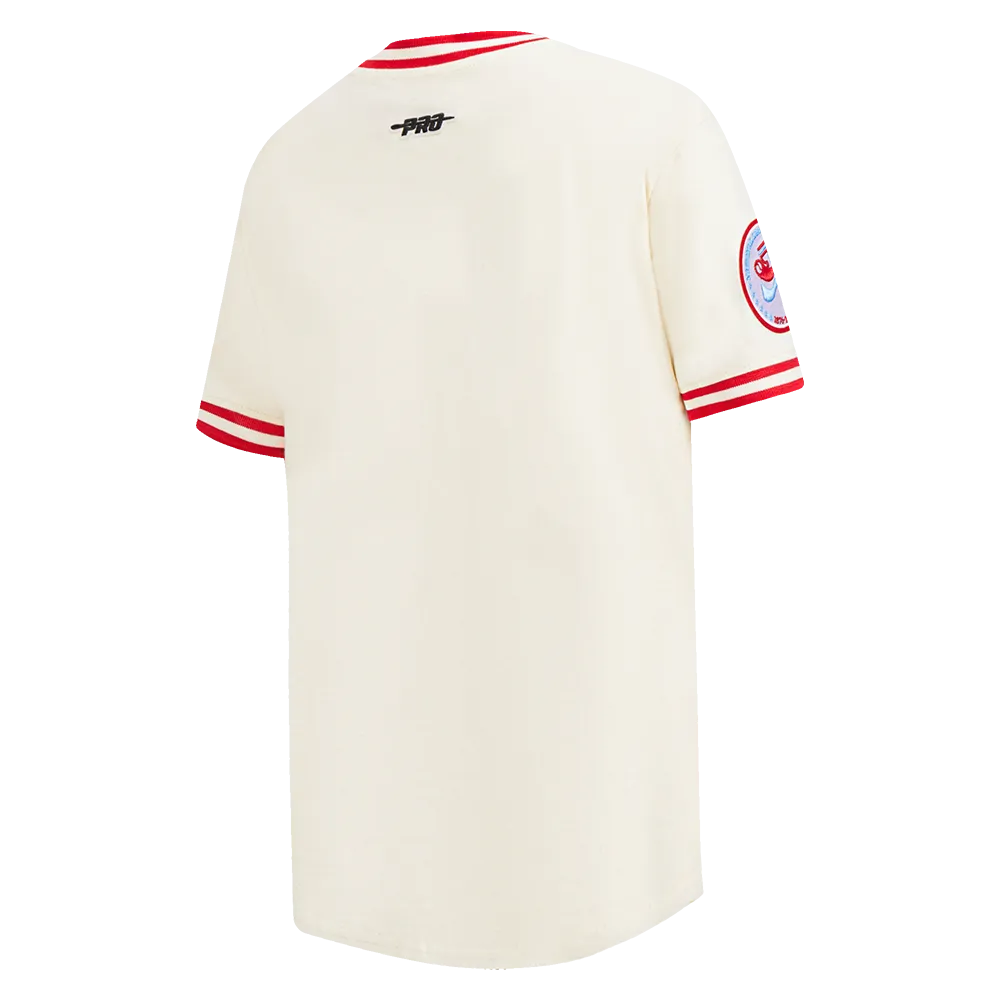 MLB ATLANTA BRAVES RETRO CLASSIC BIG BOYS SHORT SLEEVE STRIPED RIB TOP (EGGSHELL/ RED)