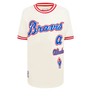 MLB ATLANTA BRAVES RETRO CLASSIC BIG BOYS SHORT SLEEVE STRIPED RIB TOP (EGGSHELL/ RED)