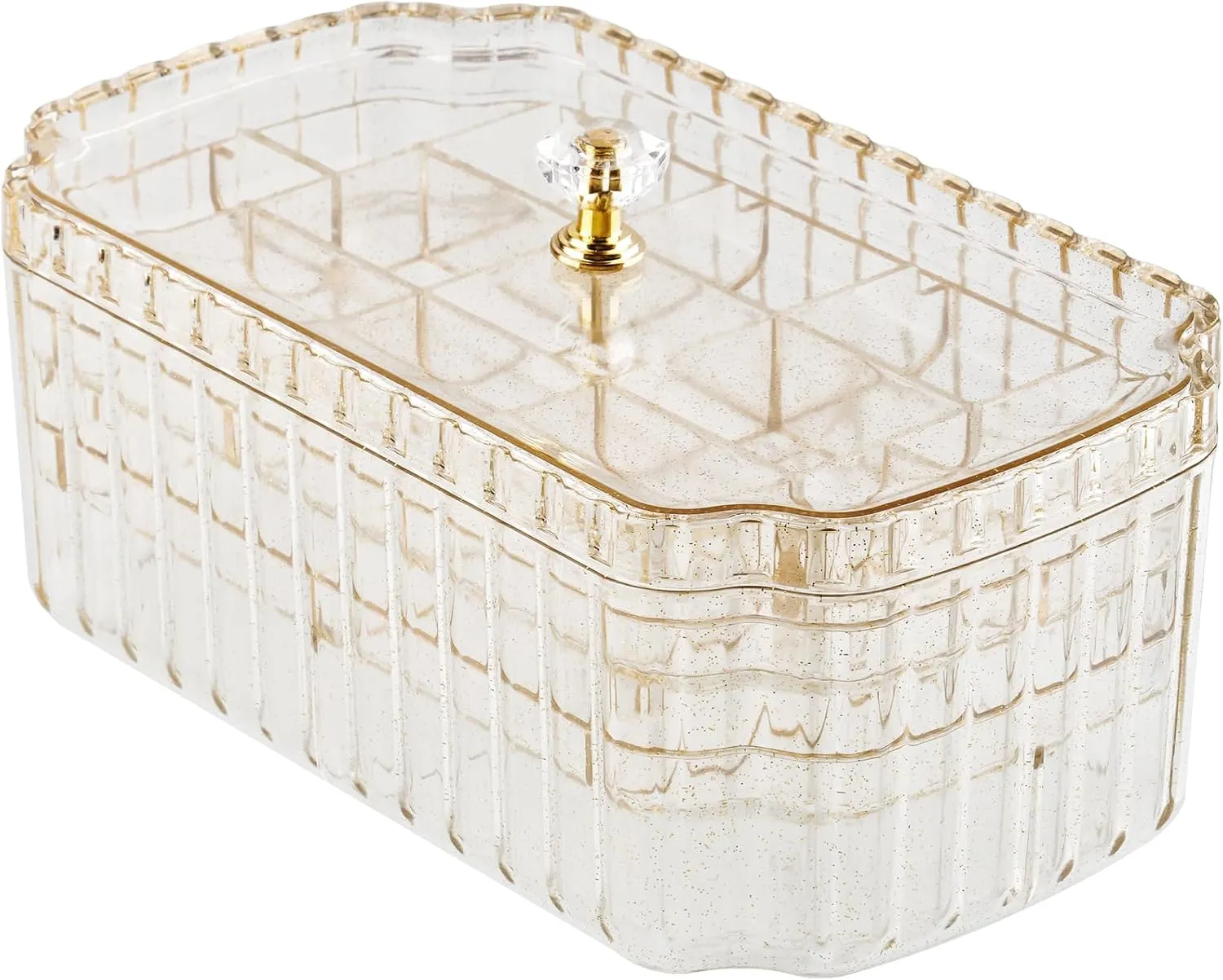NiHome Transparent 3-Layer Jewelry Organizer Box with Elegant Gold Handle, Efficient Storage Versatile for Earrings, Rings, Bracelets & Watches, Stylish Multi-Functional Accessory Holder