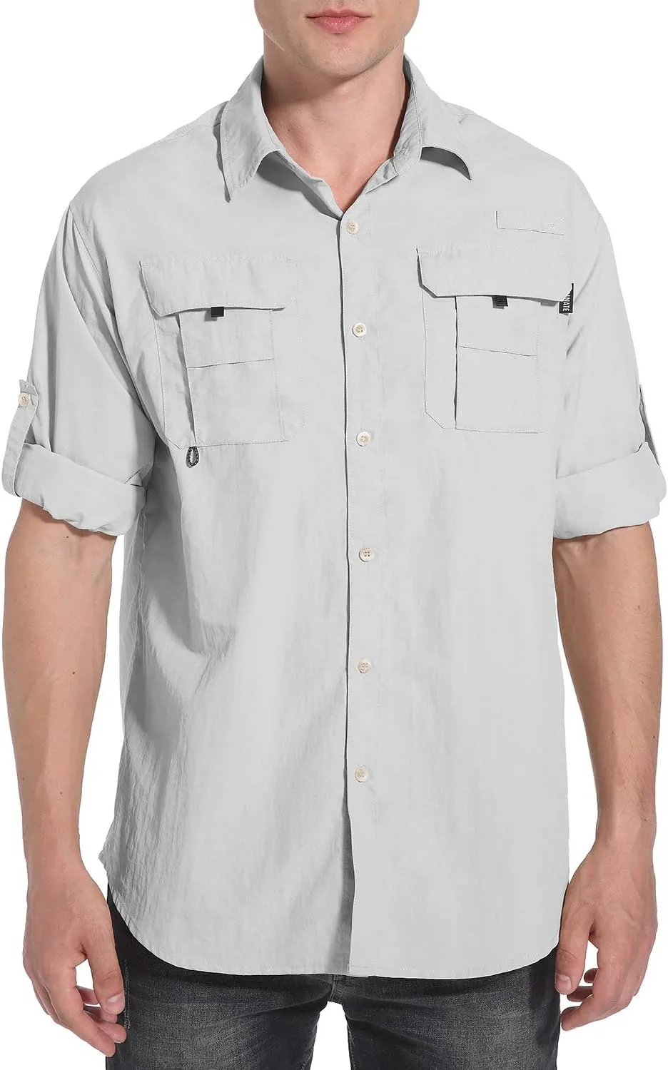NOMINATE Mens Long Sleeve Fishing Shirts UPF 50  UV Protection Sun Shirts Quick Drying Hiking Lightweight