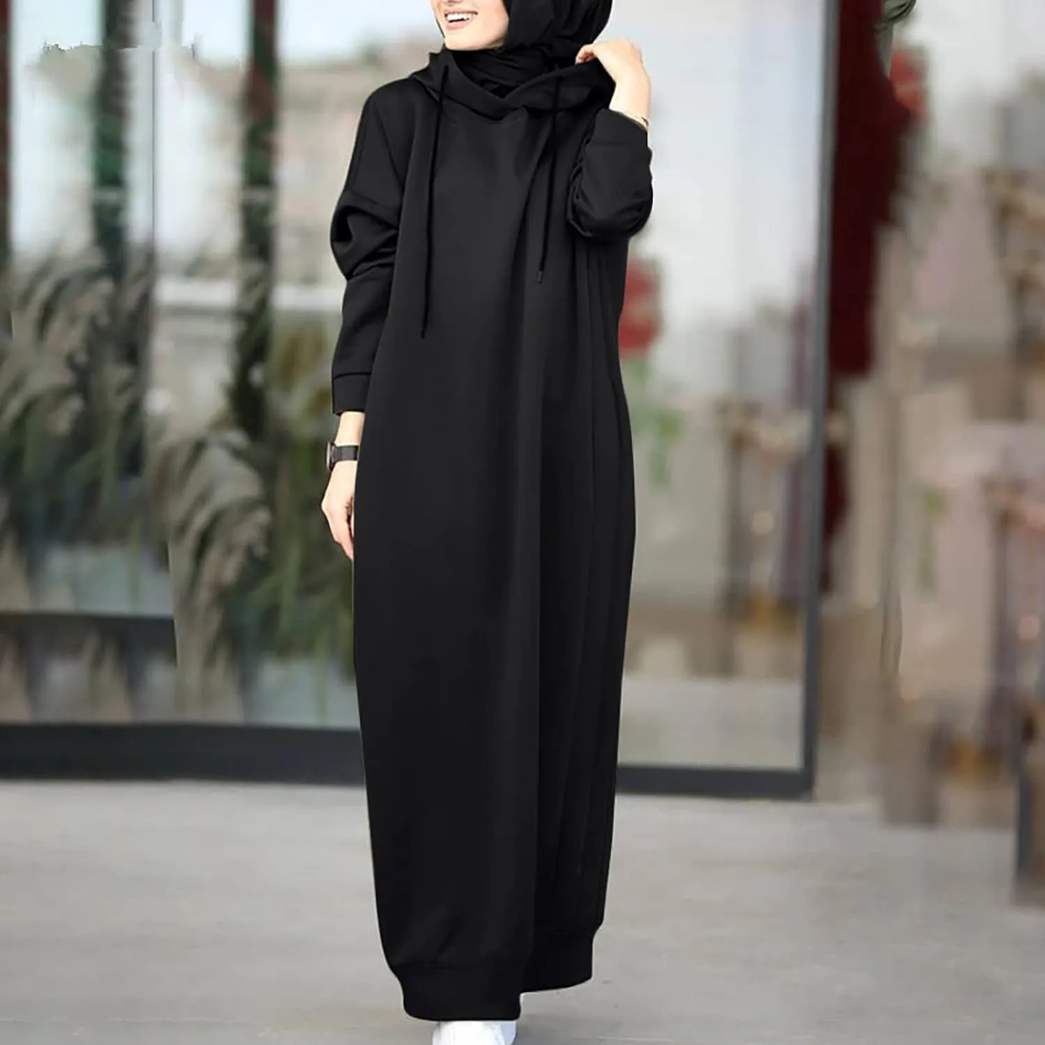 NREALY Long Sleeve Muslim Robe Womens Full Body Tops Oversized Sweatshirt Trendy Hoodies for Teen Girls