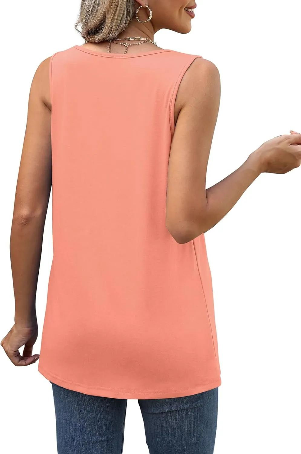 OFEEFAN Womens Tank Tops Pleated Scoop Neck Sleeveless Tops Casual Flowy 2025