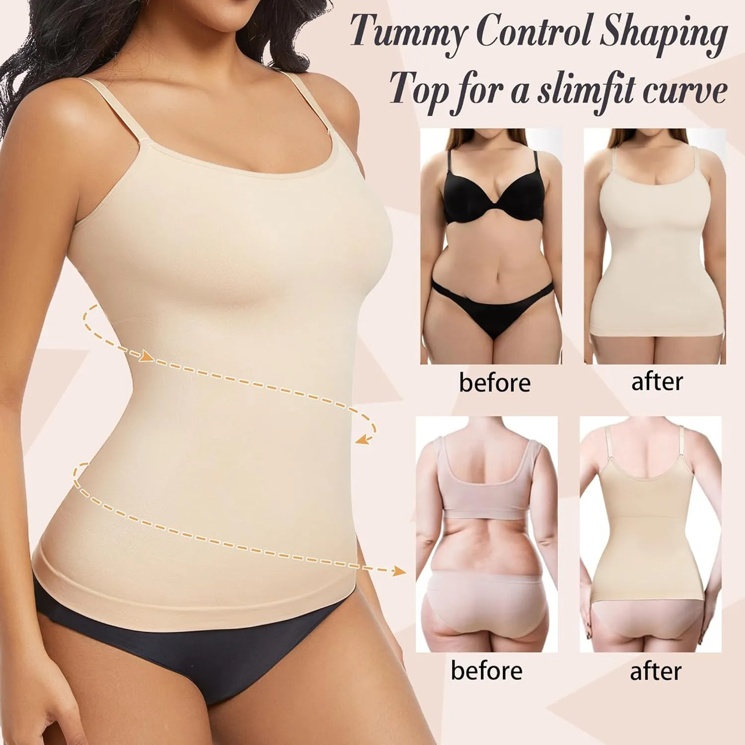 ONEW Compression Tanks For Women Seamless Tummy Control Shapewear Camisoles Slimming Body Shaper
