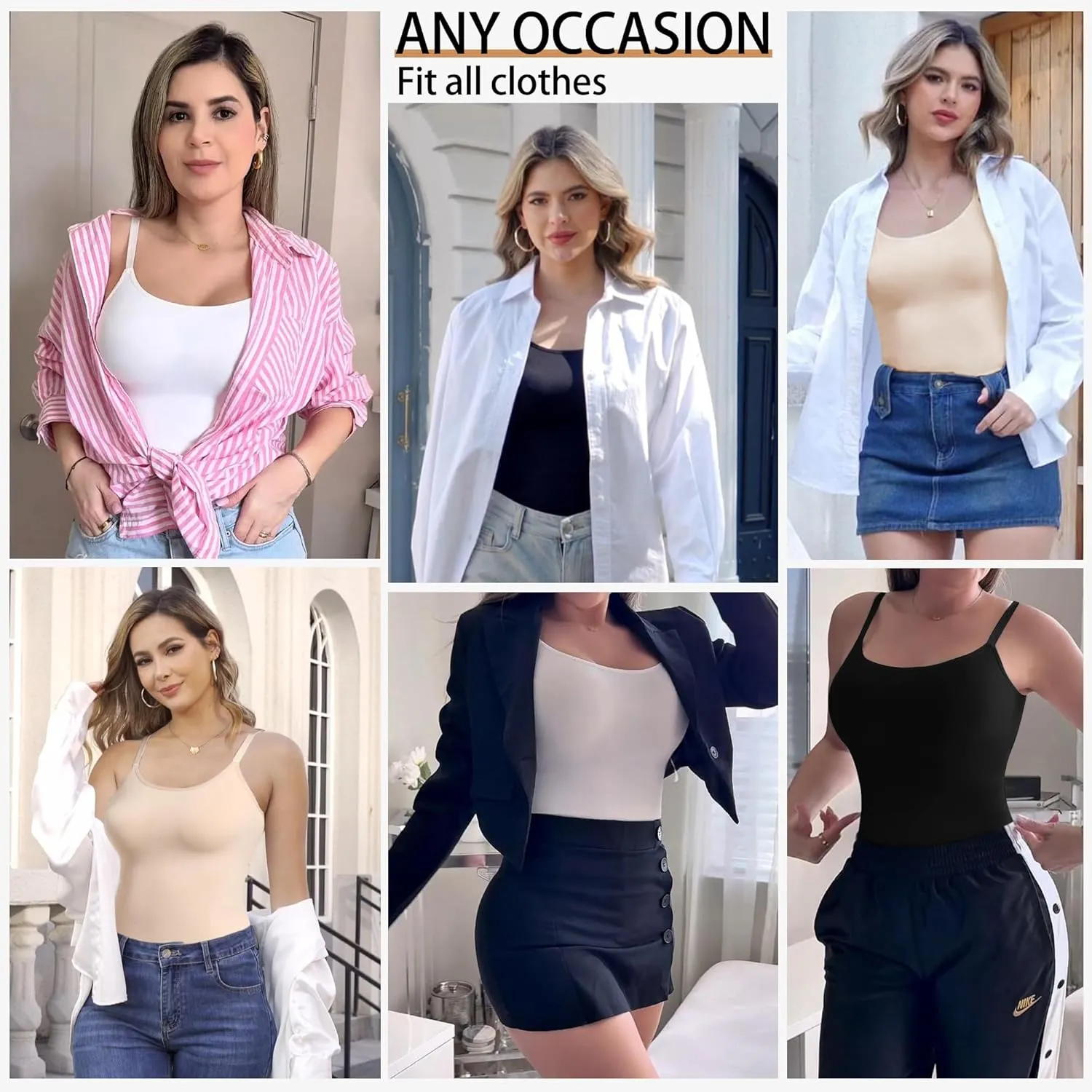 ONEW Compression Tanks For Women Seamless Tummy Control Shapewear Camisoles Slimming Body Shaper