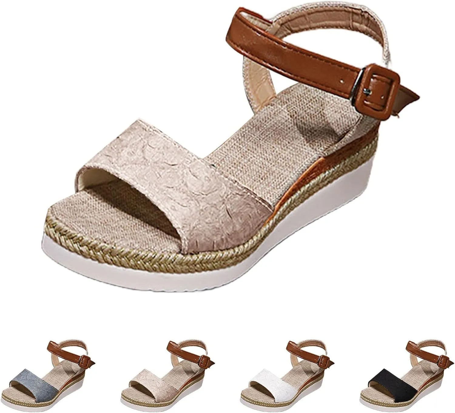 Orthopedic Platform Wedge Sandals for Women Flat Open Toe Ankle Strap Espadrilles Sandals Strappy Beach Boho Shoes