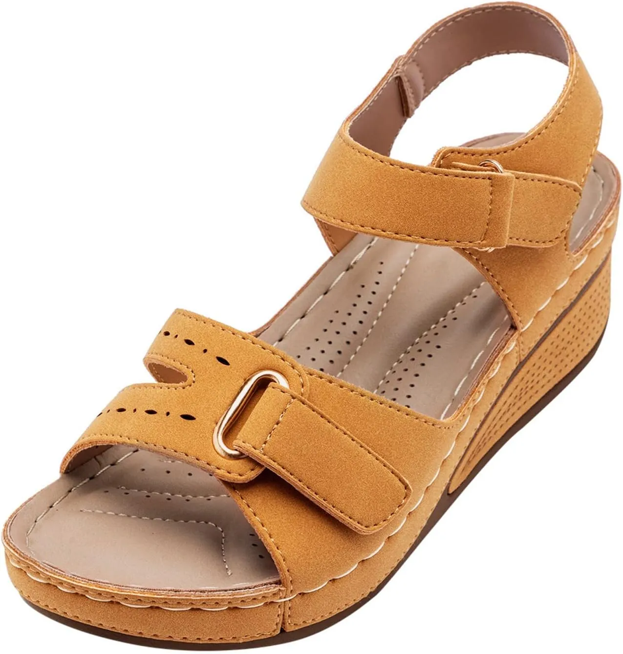 Orthopedic Sandals for Women Fashion, Open Toe Ankle Strap Platform Sandals Casual Strappy Low Wedges Slip on Sandals