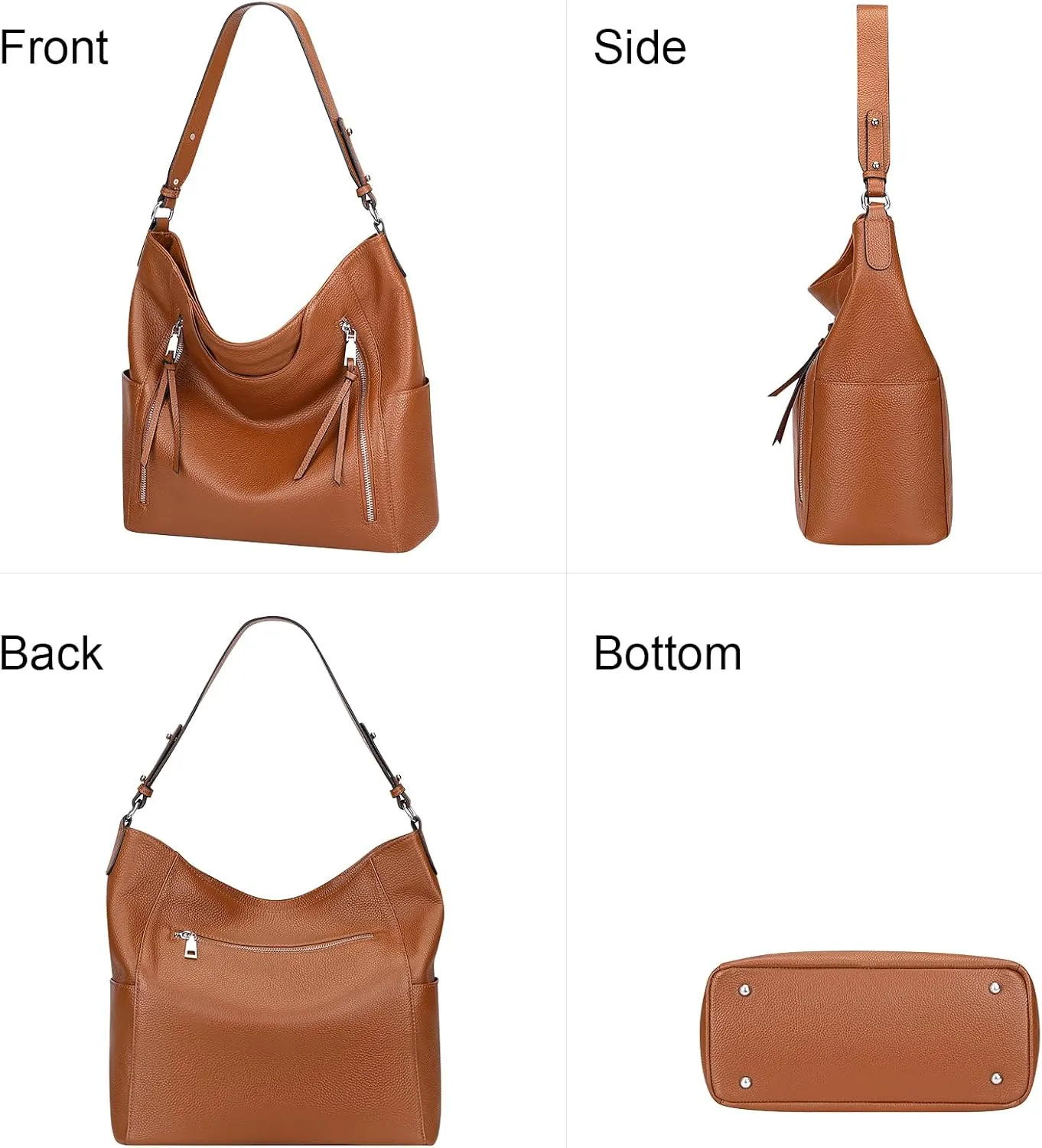 Over Earth Genuine Leather Hobo Bags for Women Soft Purses and Handbag Ladies Casual Shoulder Bag