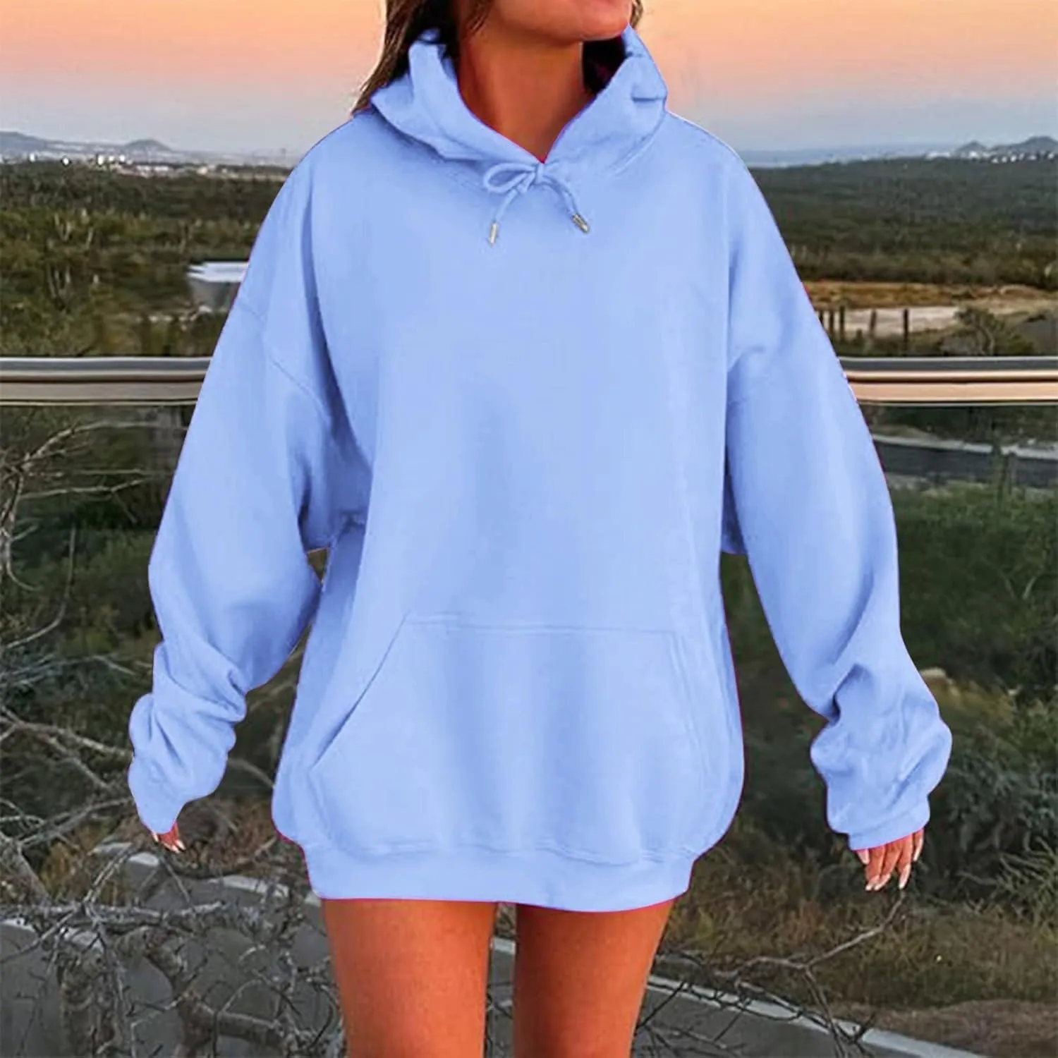 Oversized Hoodies for Women Plus Size Sweatshirts Pullover Cute Pink Hoodie Long Sleece Winter Tops with Pcokets