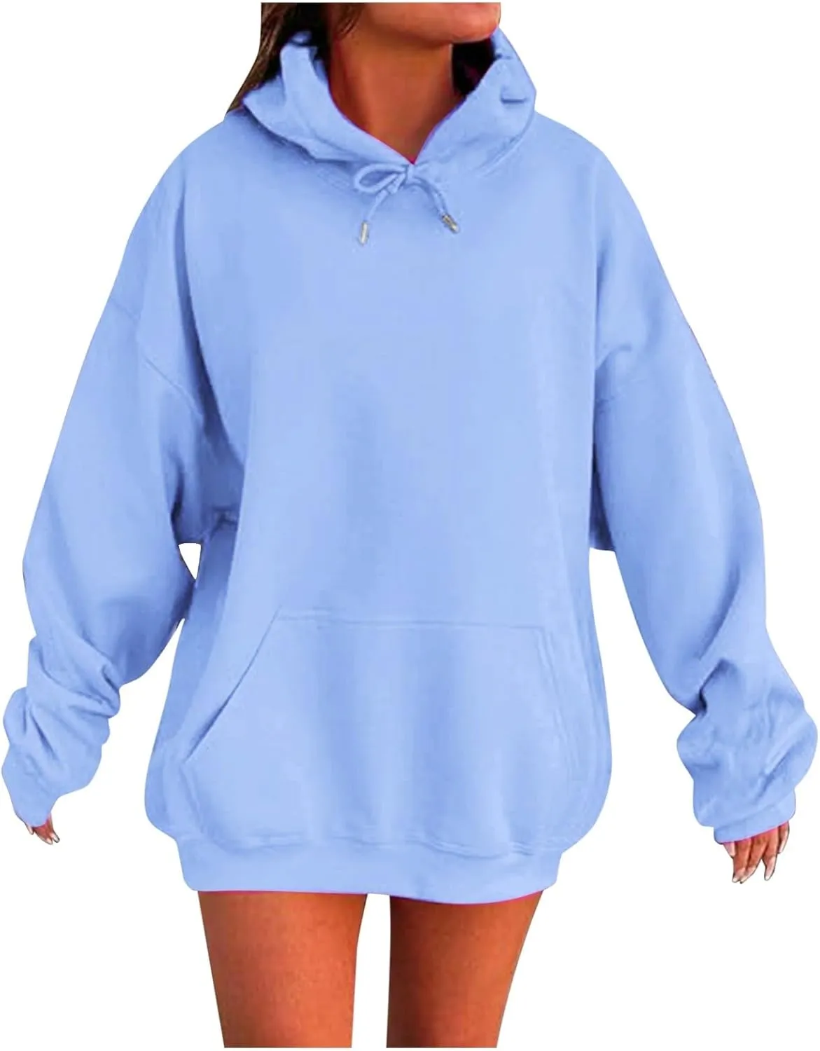 Oversized Hoodies for Women Plus Size Sweatshirts Pullover Cute Pink Hoodie Long Sleece Winter Tops with Pcokets