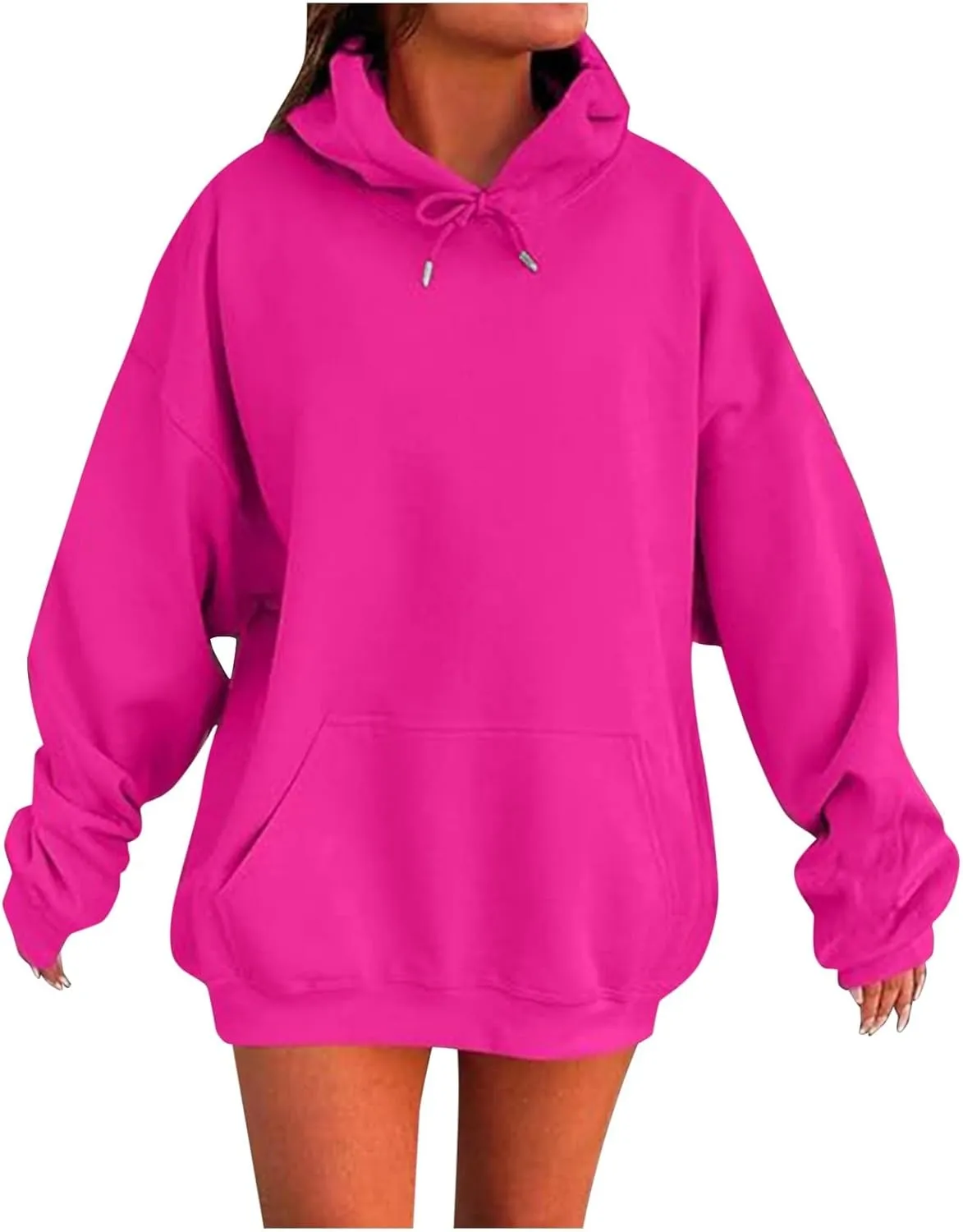 Oversized Hoodies for Women Plus Size Sweatshirts Pullover Cute Pink Hoodie Long Sleece Winter Tops with Pcokets