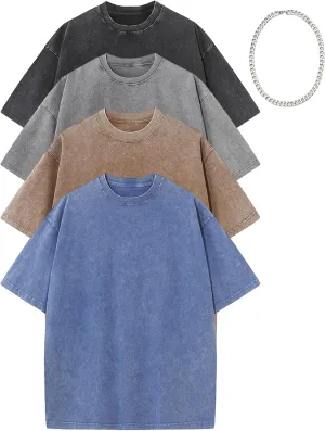 Oversized Washed T Shirt for Men Gym Shirts Baggy Streetwear Vintage Drop Shoulder Grunge Tees