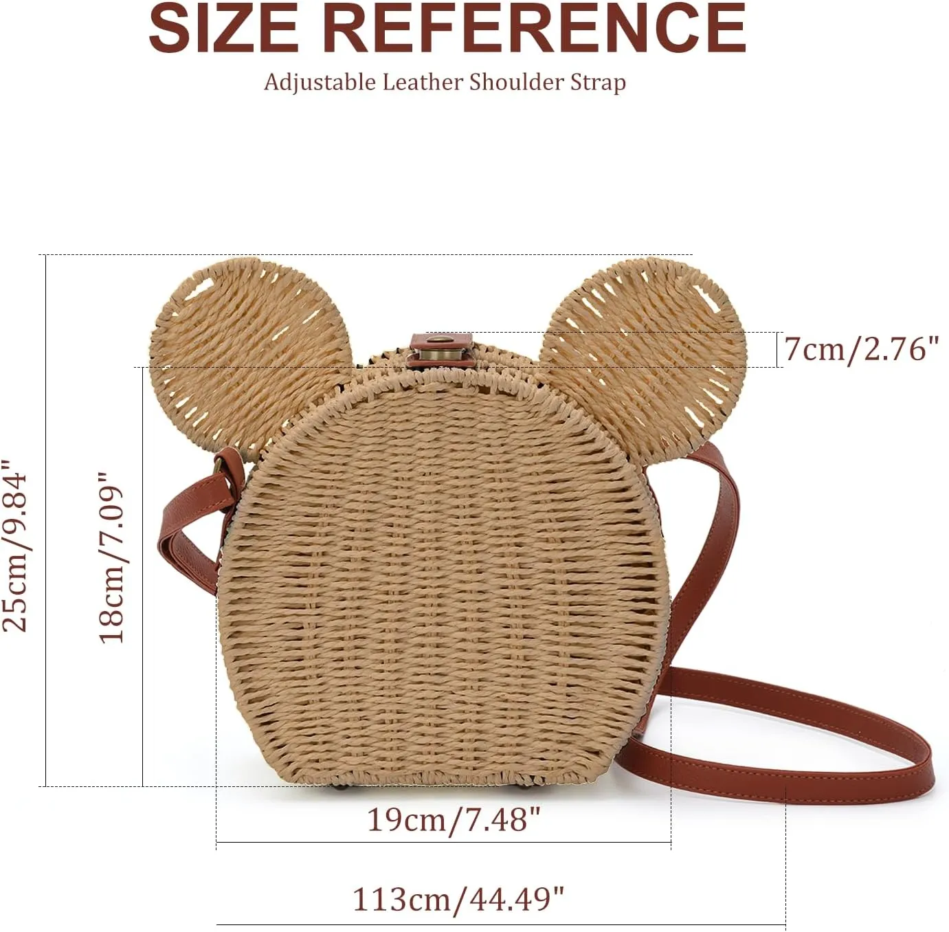 Oweisong Round Rattan Purse for Women Wicker Straw Crossbody Bag Cute Summer Beach Bag Woven Handbag for Vacation