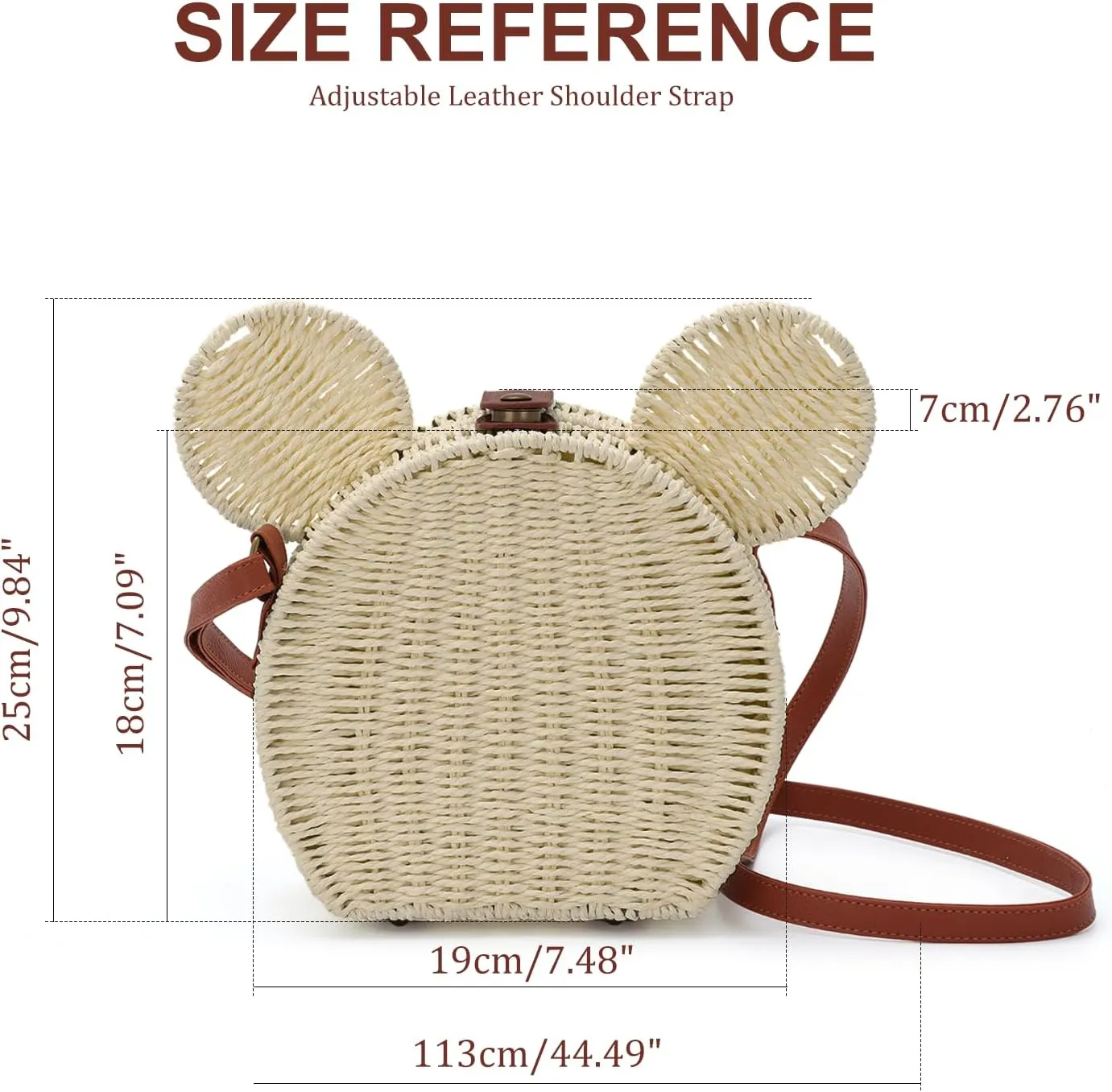 Oweisong Round Rattan Purse for Women Wicker Straw Crossbody Bag Cute Summer Beach Bag Woven Handbag for Vacation