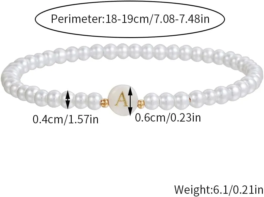 Pearl Initial Bracelet for Women - Personalized A-Z Letter Cute Bracelet for Women Bridesmaid Proposal Wedding Bride Party Bridal Shower Mothers Day Gift