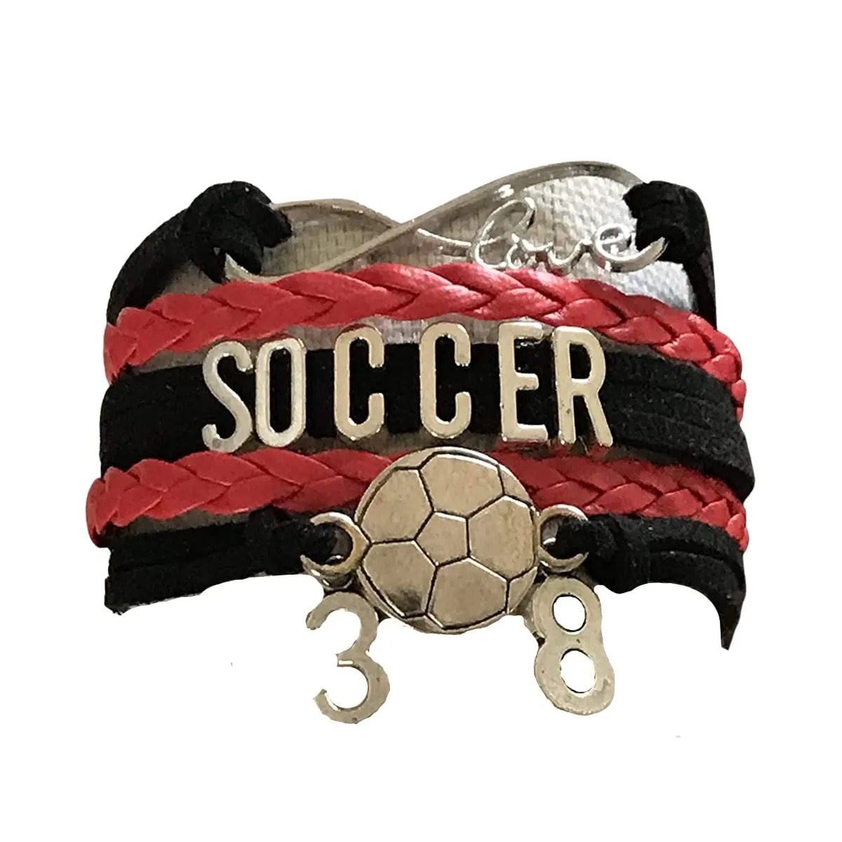 Personalized Soccer Charm Bracelet with Number Charm, Custom Adjustable Infinity Soccer Jewelry - Gift For Girl Soccer Players
