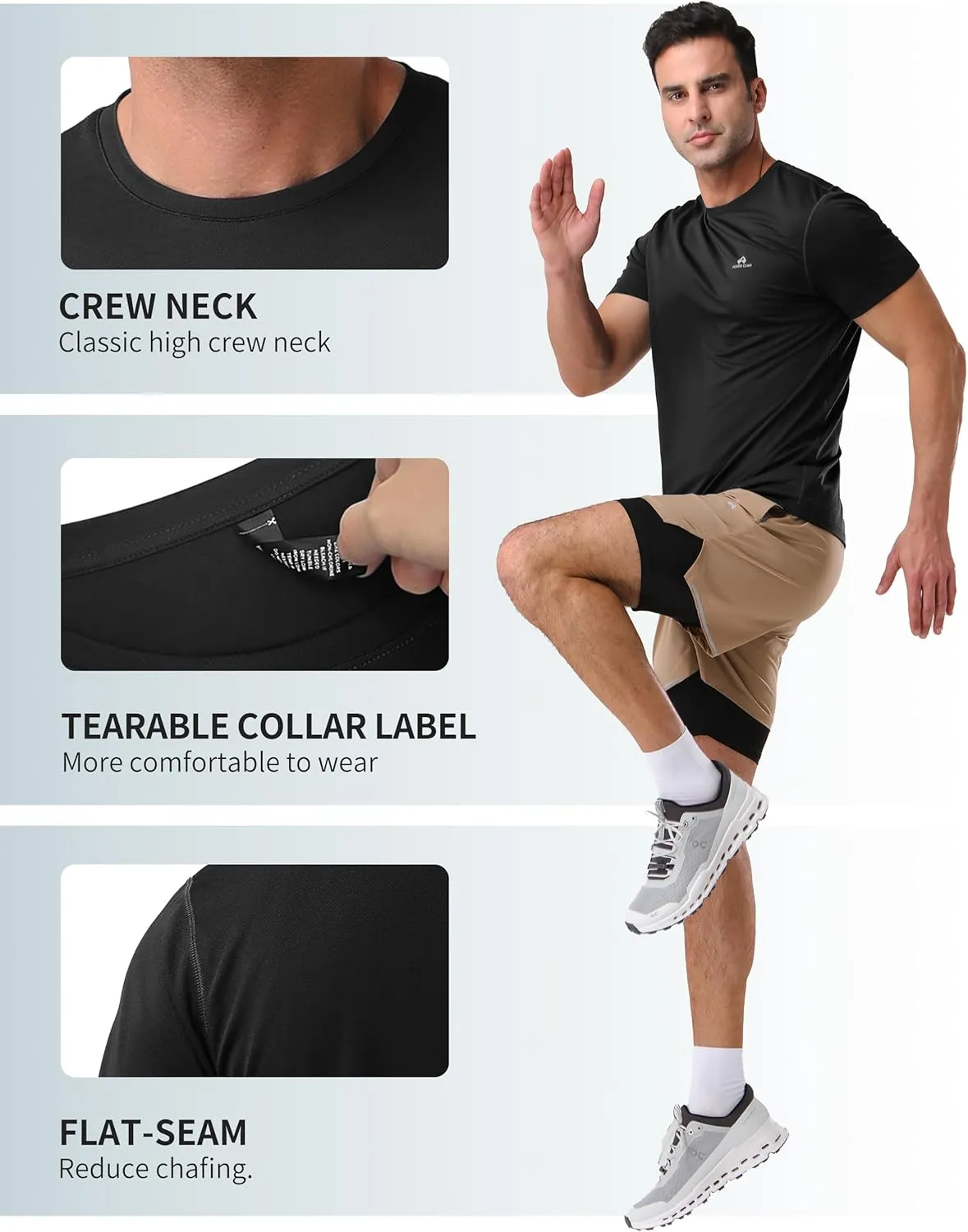 Pioneer Camp Men's Workout Gym Shirts Moisture Wicking Athletic Performance T-Shirts Quick Dry Running Active Top Tees