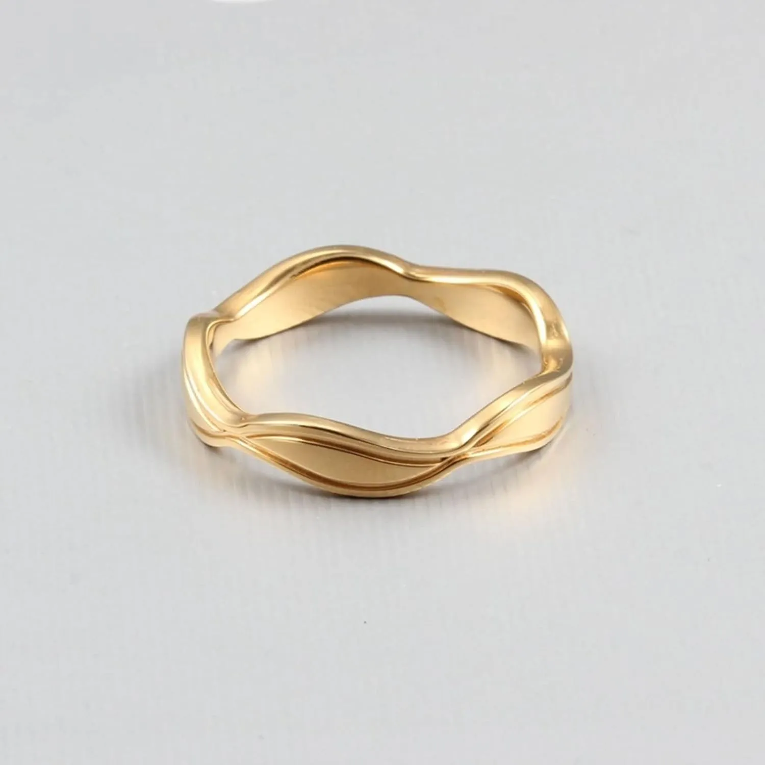 Promise Rings Engravable Wedding Rings for Couples,Stainless Steel Promise Rings Gold Ring with Geometric Ring for Couples