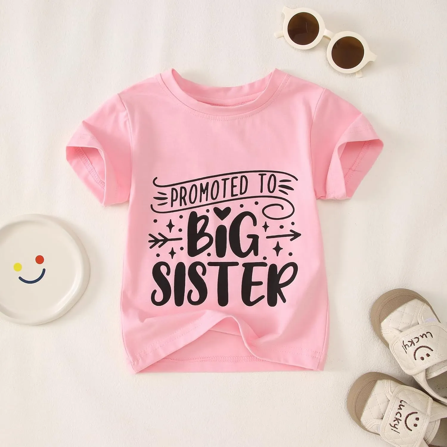 Promoted to Big Sister Shirts for Toddler Baby Girls Announcement T-Shirt Summer Short Sleeve Tees Big Sis Tops