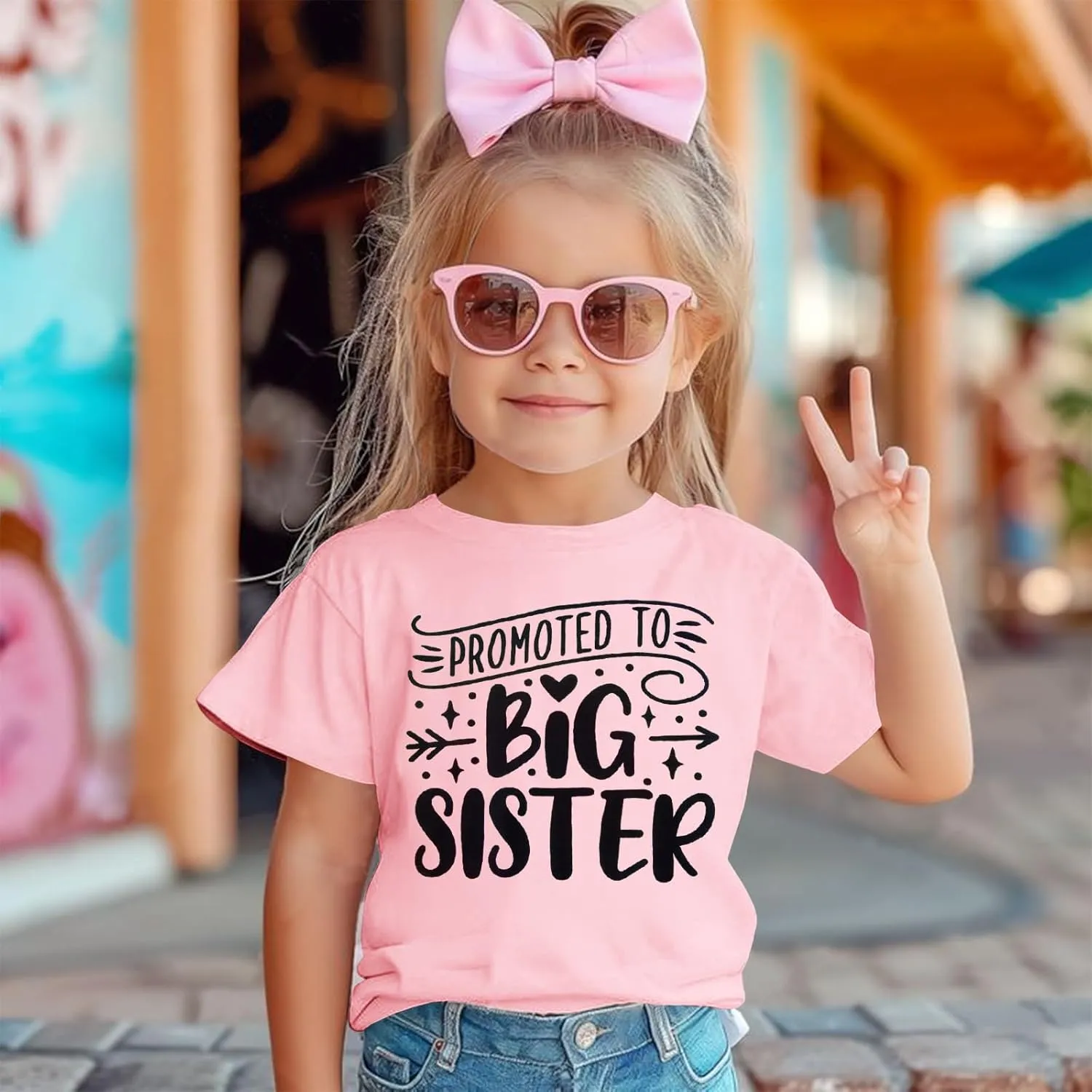 Promoted to Big Sister Shirts for Toddler Baby Girls Announcement T-Shirt Summer Short Sleeve Tees Big Sis Tops