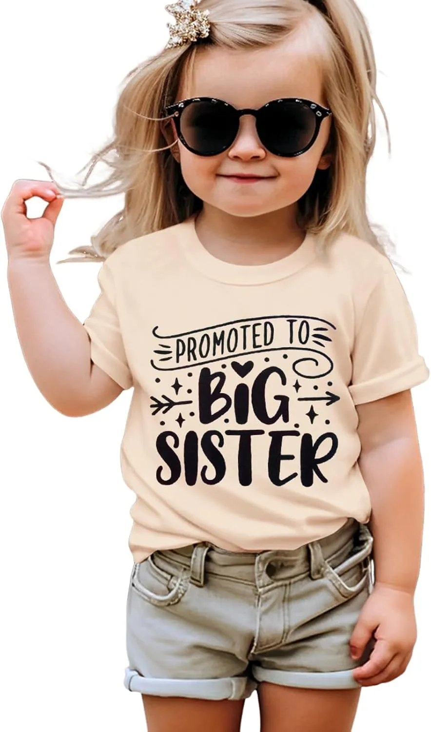 Promoted to Big Sister Shirts for Toddler Baby Girls Announcement T-Shirt Summer Short Sleeve Tees Big Sis Tops