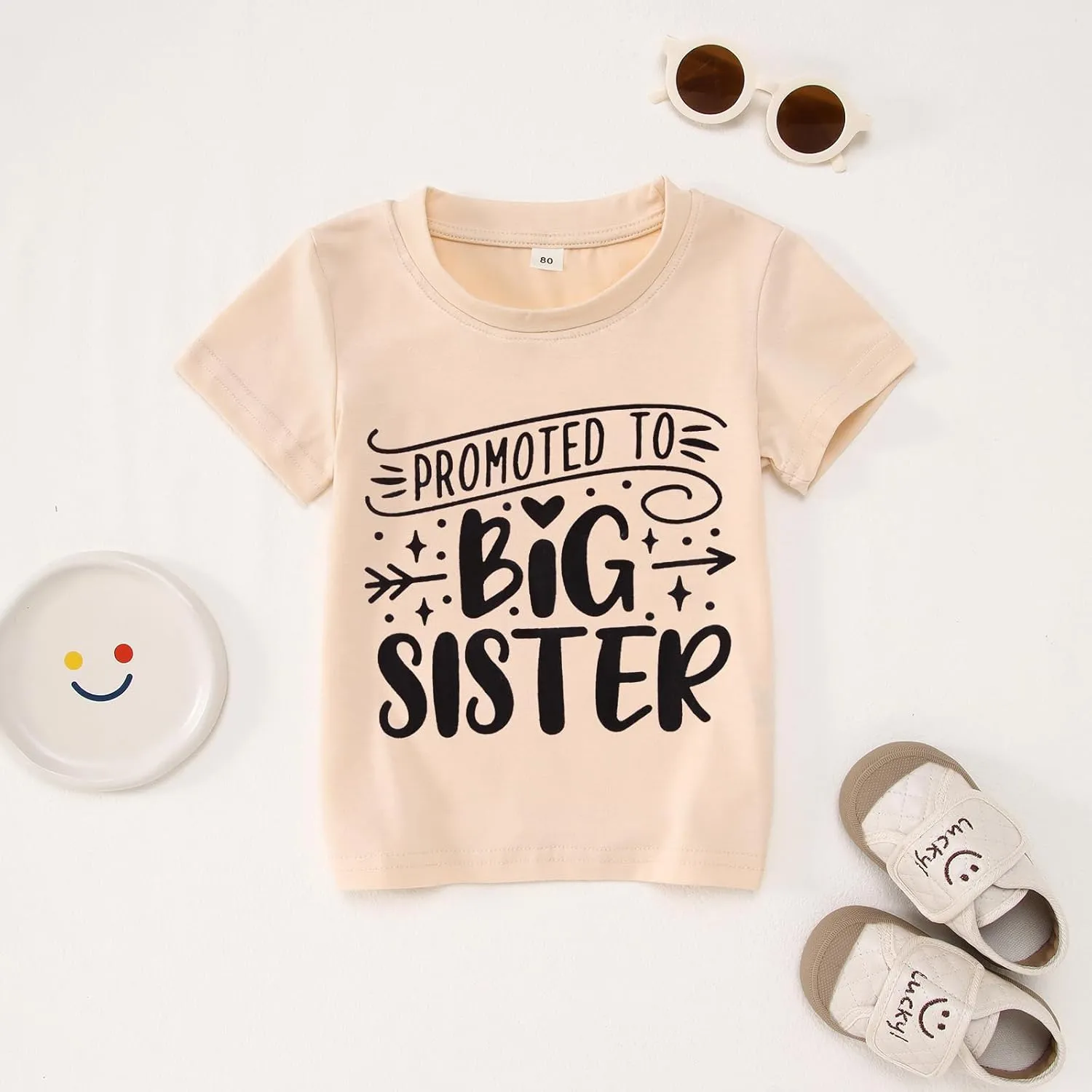 Promoted to Big Sister Shirts for Toddler Baby Girls Announcement T-Shirt Summer Short Sleeve Tees Big Sis Tops