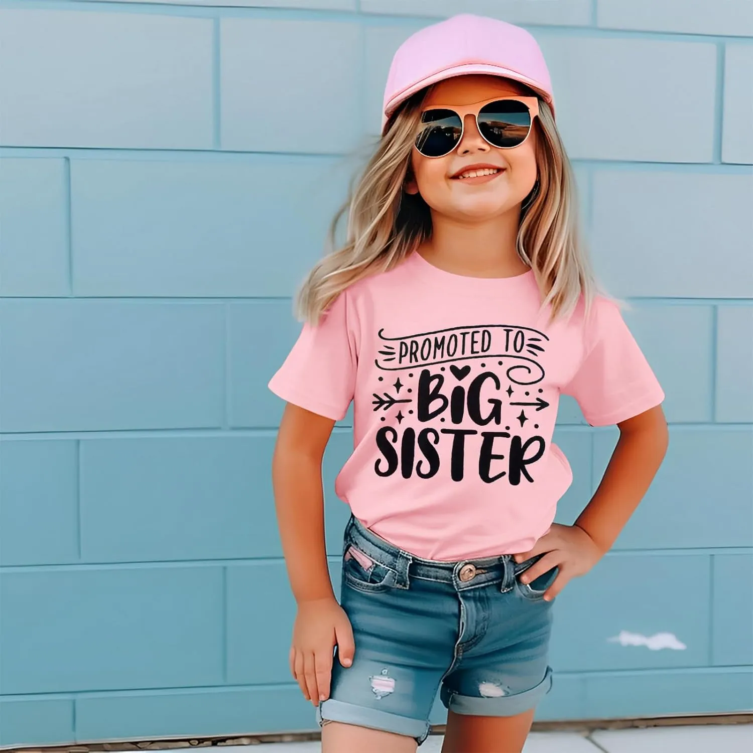 Promoted to Big Sister Shirts for Toddler Baby Girls Announcement T-Shirt Summer Short Sleeve Tees Big Sis Tops