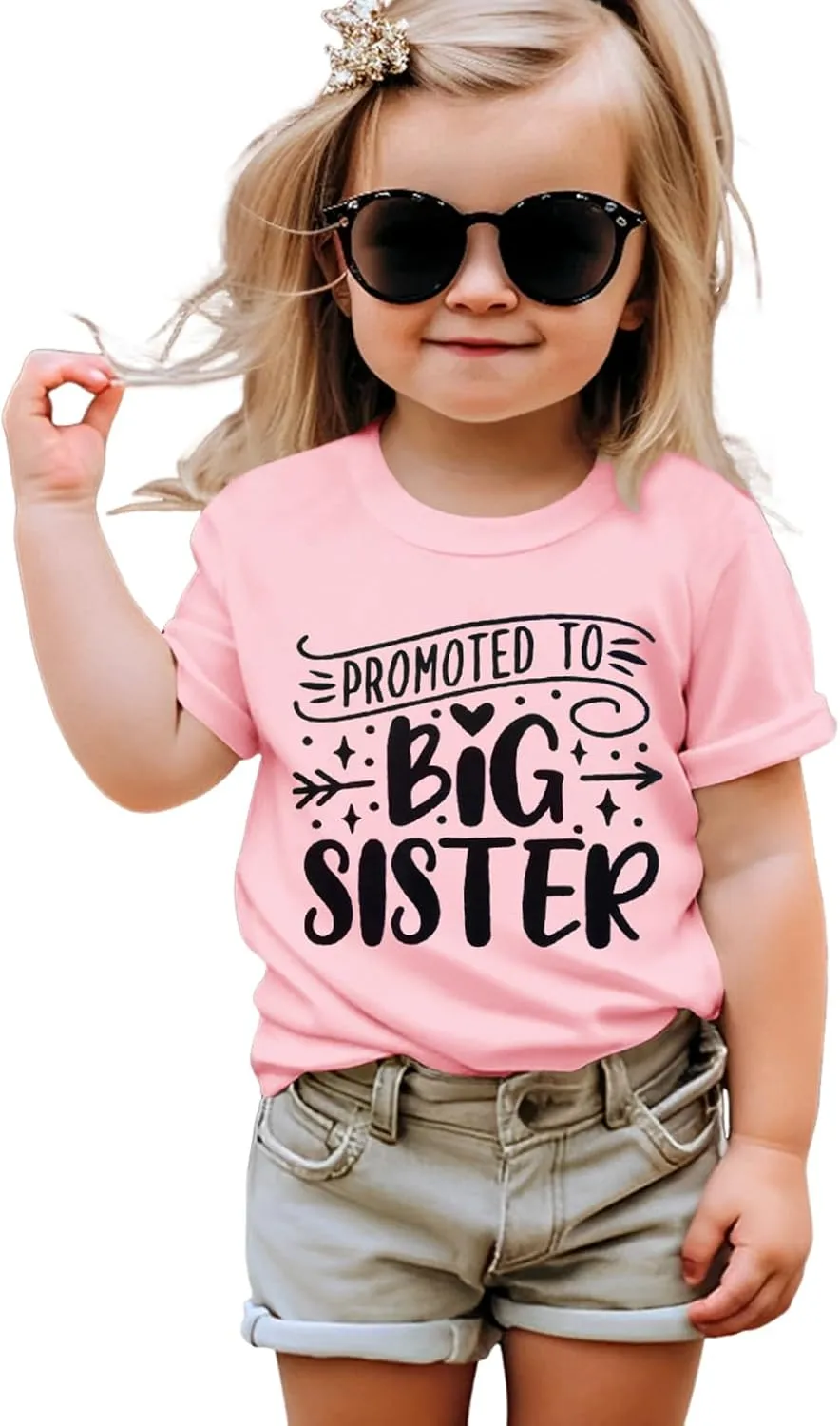 Promoted to Big Sister Shirts for Toddler Baby Girls Announcement T-Shirt Summer Short Sleeve Tees Big Sis Tops