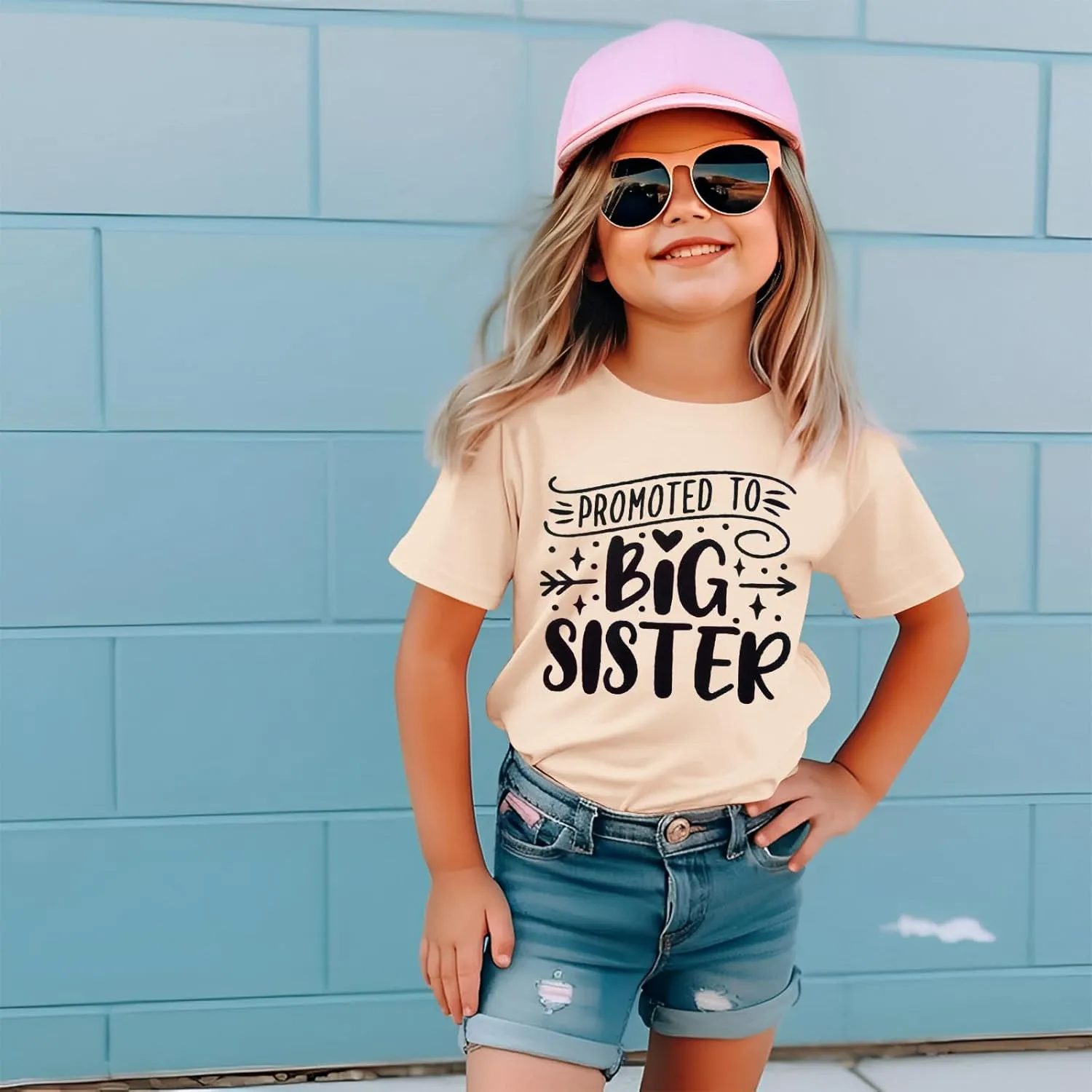 Promoted to Big Sister Shirts for Toddler Baby Girls Announcement T-Shirt Summer Short Sleeve Tees Big Sis Tops