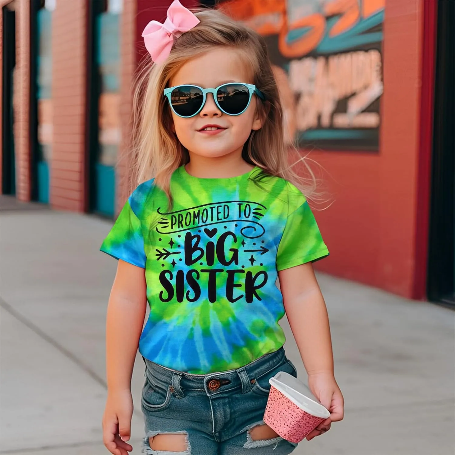 Promoted to Big Sister Shirts for Toddler Baby Girls Announcement T-Shirt Summer Short Sleeve Tees Big Sis Tops