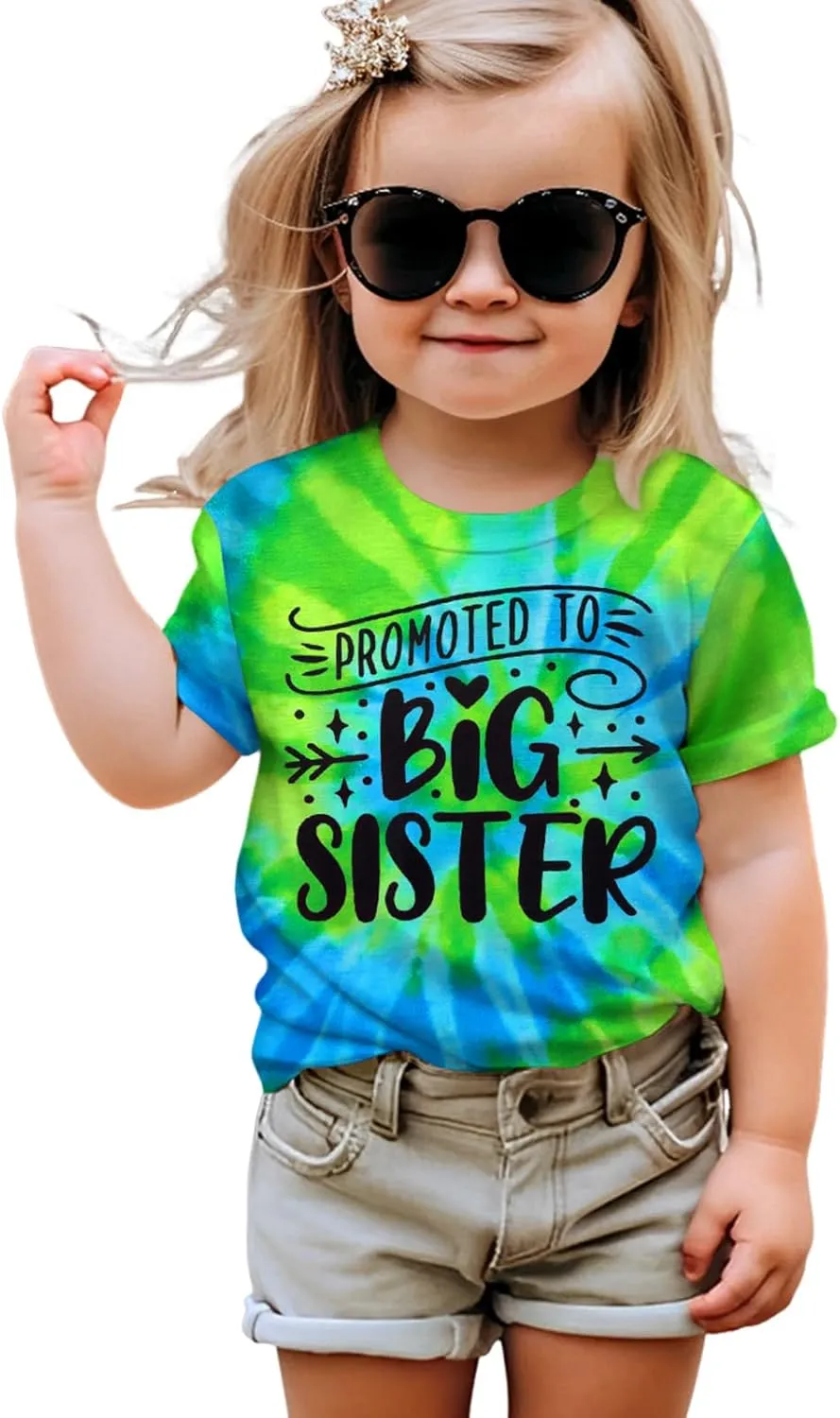 Promoted to Big Sister Shirts for Toddler Baby Girls Announcement T-Shirt Summer Short Sleeve Tees Big Sis Tops