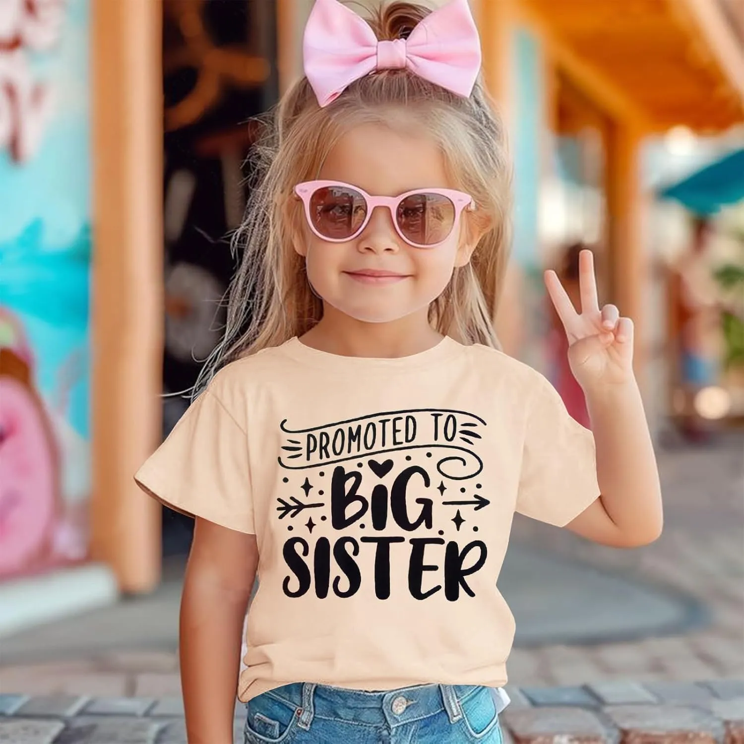 Promoted to Big Sister Shirts for Toddler Baby Girls Announcement T-Shirt Summer Short Sleeve Tees Big Sis Tops
