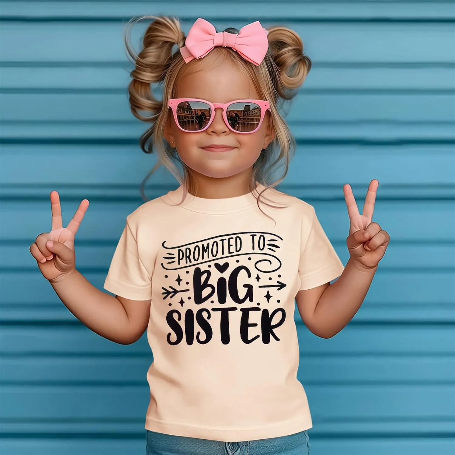 Promoted to Big Sister Shirts for Toddler Baby Girls Announcement T-Shirt Summer Short Sleeve Tees Big Sis Tops