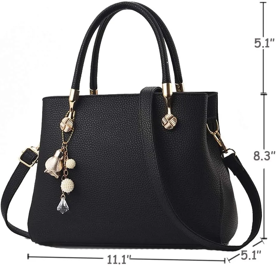 Purses And Handbags For Women Fashion Ladies Solid Color Pu Leather Top Handle Satchel Cross Body Shoulder Tote Bag