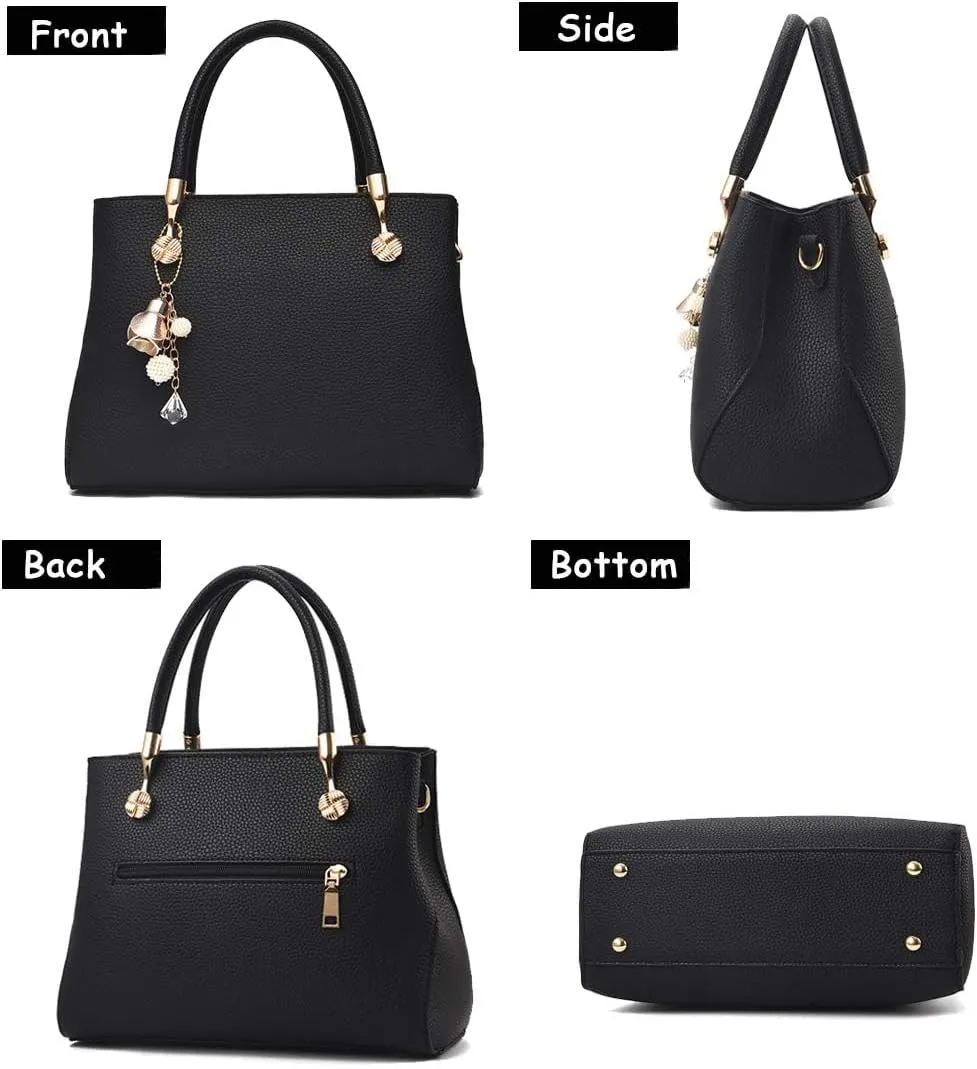 Purses And Handbags For Women Fashion Ladies Solid Color Pu Leather Top Handle Satchel Cross Body Shoulder Tote Bag
