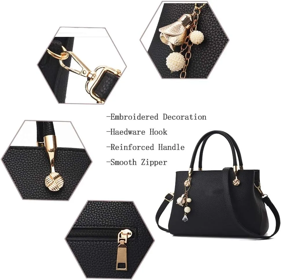 Purses And Handbags For Women Fashion Ladies Solid Color Pu Leather Top Handle Satchel Cross Body Shoulder Tote Bag