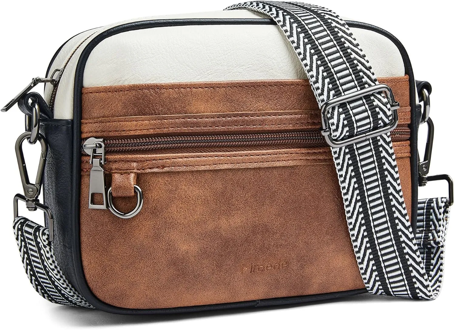 Quilted Crossbody Bags for Women 3-Pockets Crossbody Purses Vegan Leather Shoulder Handbags with Wide Strap