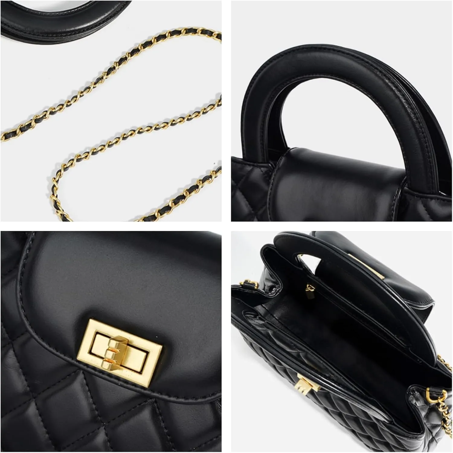 Quilted Leather Crossbody Bags for Women with Chain Strap Trendy Small Flap Handbag,Purple