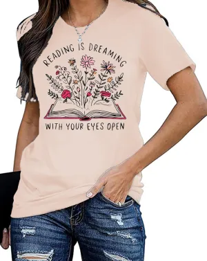 Read Shirt for Womens Read Books Be Kind Stay Weird Print Tshirt Funny Bookworm T-Shirt Read Tee