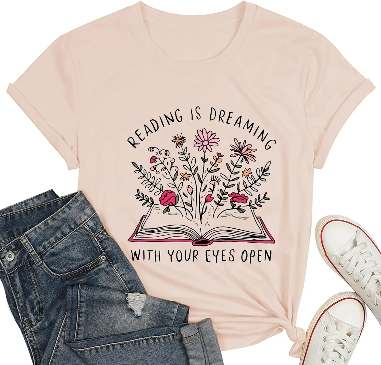 Read Shirt for Womens Read Books Be Kind Stay Weird Print Tshirt Funny Bookworm T-Shirt Read Tee